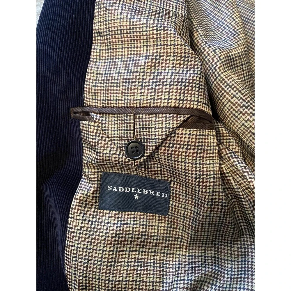 Saddlebred Blazer Mens 40R Black Corduroy‎ Two Button Classic Wedding Career
